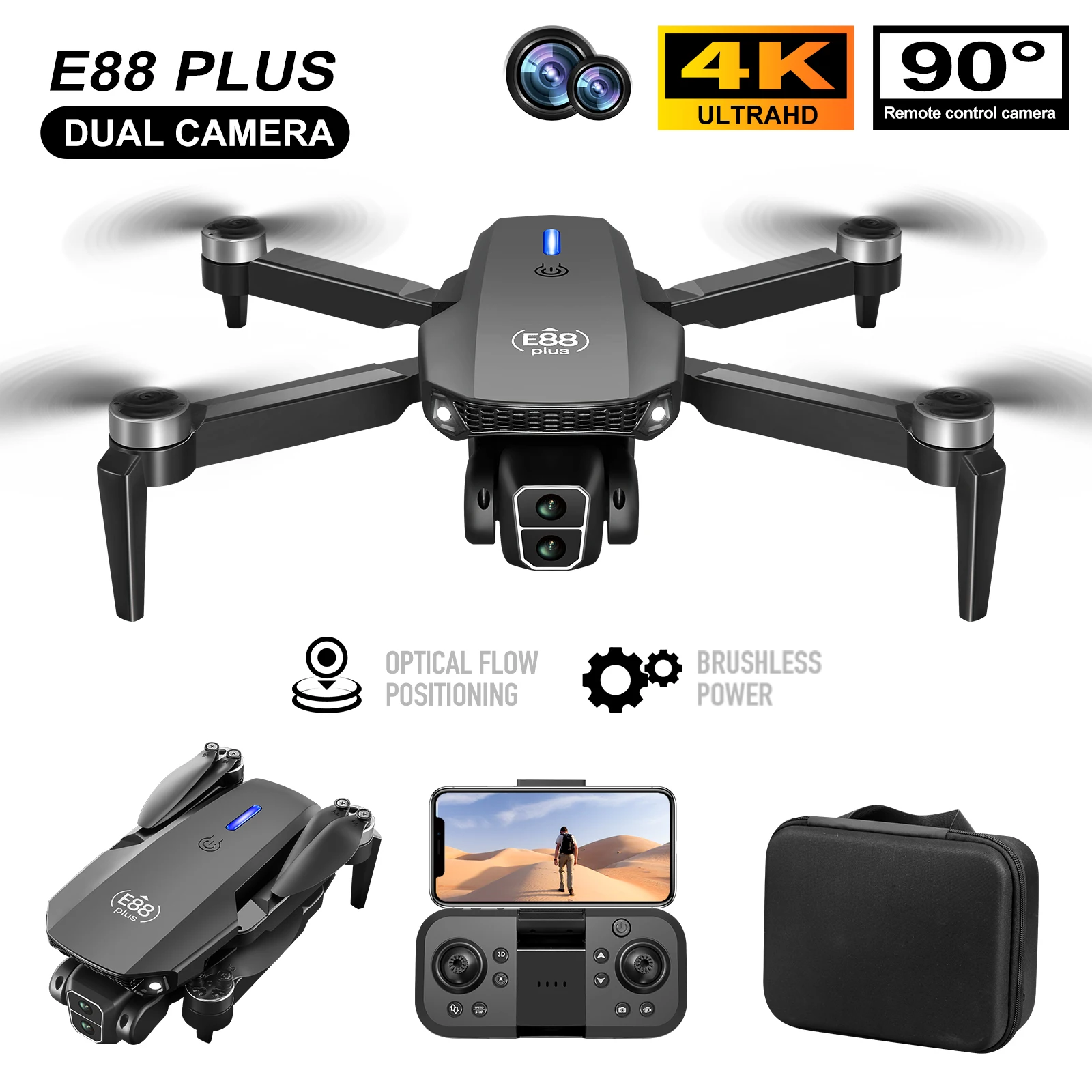 Drone Cinematic - Nowy dron E88 Plus Quadcopter: 90
